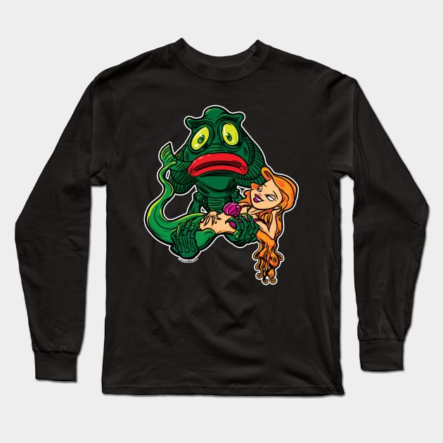 Creature from the Black Lagoon with Little Mermaid Long Sleeve T-Shirt by eShirtLabs